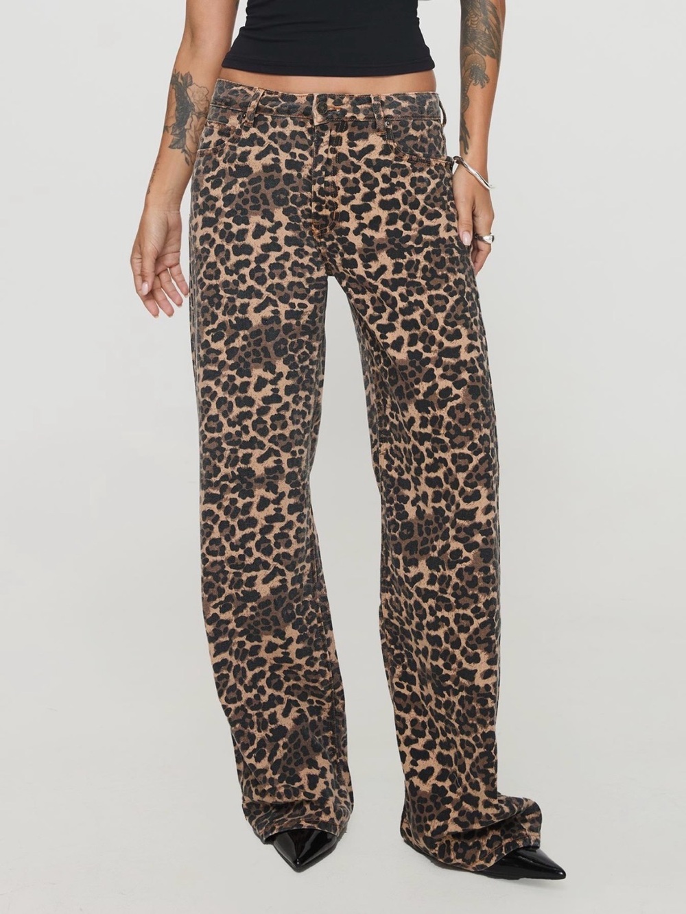 Leopard Print Wide-Leg Jeans - Cheeta